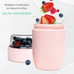 Coninx Yoghurtbeker To Go - Muesli Beker To Go - Lunchbeker - Mueslibeker 640ml (450ml+190ml) - Roze -Mepal Promos Winkel 1200x1200 139