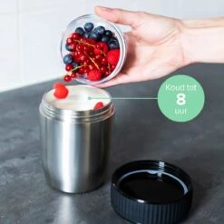 Coninx Thermos Lunchbox - Muesli Beker To Go - Isoleer Lunchpot - Yoghurtbeker To Go - Mueslibeker 840ml (600ml+240ml) - RVS -Mepal Promos Winkel 1200x1200 174