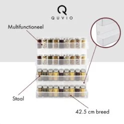 QUVIO Groot Kruidenrek - Staal - Wit - Ophangbaar - Voor 32 Kruidenpotjes - 4 Laags -Mepal Promos Winkel 1200x1200 182