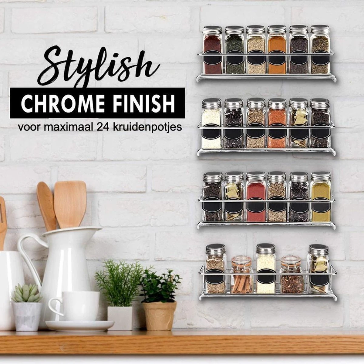Kruidenrek Ophangbaar Kruidenpotjes Wandrek Organizer Keuken Accessoires - Geschikt Voor Bijna Alle Kruidenpotjes 2 Kruidenrek Ophangbaar Kruidenpotjes Wandrek Organizer Keuken Accessoires - Geschikt Voor Bijna Alle Kruidenpotjes - Afbeelding 2
