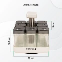 Coninx Kruidenrek Staand - Draaiend Kruidenrek Met Glazen Potjes - Kruidencarrousel Draaibaar - 8 Kruidenpotjes - Wit / RVS 15 Coninx Kruidenrek Staand - Draaiend Kruidenrek Met Glazen Potjes - Kruidencarrousel Draaibaar - 8 Kruidenpotjes - Wit / RVS -Mepal Promos Winkel 1200x1200 191