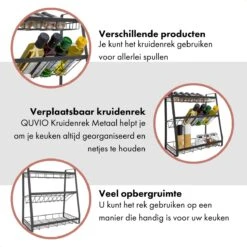 QUVIO Kruidenrek - Keukenrek Staand - Keukenrekje - Keukenrek - Aanrecht Organizer - Metaal - 19 X 35 X 38 Cm -Mepal Promos Winkel 1200x1200 208