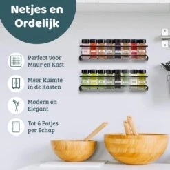 Mmoods Kruidenrek Ophangbaar Zonder Boren - 4 Laags Voor 24 Kruidenpotjes - Speciaal Voor Muur, Wandkast, Kastdeur - Hangende Kruidenorganizer Keuken - Keukenaccessoires -Mepal Promos Winkel 1200x1200 211