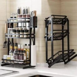 TammaT - Kruidenrek - Kruidenrek Staand - Inklapbare Keukenrek - 3-laags 35x21x56,5CM - Keuken Organizer - Aanrecht Organizer - Keuken Opslag - Roestvrij Staal - Opbergrek - Keuken Organizers - Roestvrij En Krasvrij -Mepal Promos Winkel 1200x1200 225