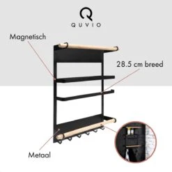 QUVIO Keukenrekje Van Metaal Magnetisch - Kruidenrek - Keuken Opbergrek Voor Kruiden, Handdoeken En Opscheplepels - Zwart -Mepal Promos Winkel 1200x1200 253