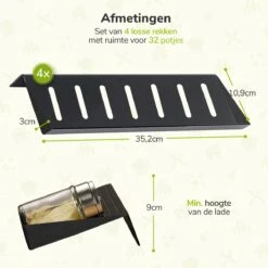 Kruidenrek Lade - Zwart - 4 Laags - Aluminium - Kruidenpotjes Opbergen -Mepal Promos Winkel 1200x1200 276