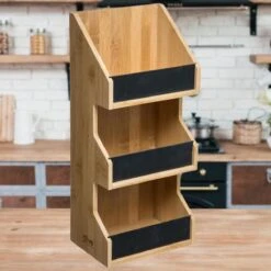 Merkloos Decopatent® 3 Laags Keuken Opbergrek - Staand Rek 3 Etages - Keukenrek - Bamboe Hout - Etagere Rek - Kruidenrek - Keuken Organizer -Mepal Promos Winkel 1200x1200 277