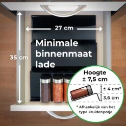 Goedewaere Kruidenrek Lade - 6 Stuks - Keuken Organizers - Keukenlade Organiser - Kruiden Organizer - Uitschuifbaar - Kunststof -Mepal Promos Winkel 1200x1200 285