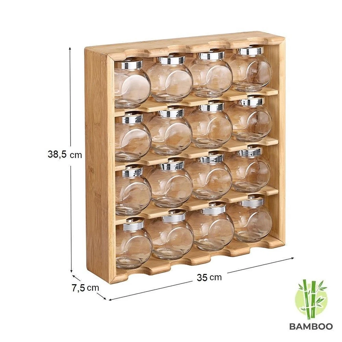 Merkloos Decopatent® Kruidenrekje Ophangbaar - Kruidenrek Inclusief 16 Kruidenpotjes - Bamboe Hout - 4 Laags 5 Merkloos Decopatent® Kruidenrekje Ophangbaar - Kruidenrek Inclusief 16 Kruidenpotjes - Bamboe Hout - 4 Laags - Afbeelding 5