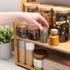 Navaris Keukenrek Met 3 Planken - Verstelbaar Kruidenrek Van Bamboe - Staand - Stevige Constructie - Natuurlijk Bamboehout - Waterafstotend -Mepal Promos Winkel 1200x1200 304