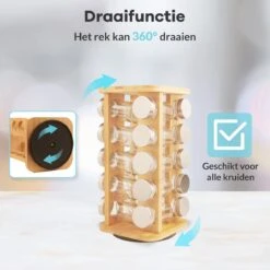LuZana® Draaibaar Kruidenrek Staand Met Potjes - Bamboe- 20 Kruidenpotjes Met Strooideksel – Incl. Labels, Krijtstift En Trechter -Mepal Promos Winkel 1200x1200 312