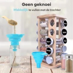 LuZana® Draaibaar Kruidenrek Staand Met Potjes - Bamboe- 20 Kruidenpotjes Met Strooideksel – Incl. Labels, Krijtstift En Trechter -Mepal Promos Winkel 1200x1200 315
