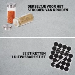 Merkloos Draaibaar Kruidenrek Met 20 Kruidenpotjes - Kruidenrek Staand - Aanrecht Organiser - Glazen Potjes Met Deksel - Inclusief 32 Etiketten En 1 Uitwisbare Stift - Ronde Afwerking - Zwart -Mepal Promos Winkel 1200x1200 331