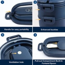 OITUGG Lunchbox Volwassenen: 2-laags Bento Box 1550 Ml Voor Mannen Vrouw - 3-vaks Lunchbox Met Bestek - BPA-vrije Plastic Lunchbox Geschikt Voor Kantoorschool - Magnetronbestendig Vaatwasmachinebestendig (blauw) 9 OITUGG Lunchbox Volwassenen: 2-laags Bento Box 1550 Ml Voor Mannen Vrouw - 3-vaks Lunchbox Met Bestek - BPA-vrije Plastic Lunchbox Geschikt Voor Kantoorschool - Magnetronbestendig Vaatwasmachinebestendig (blauw) -Mepal Promos Winkel 1200x1200 34