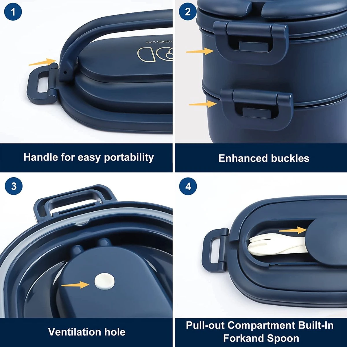 OITUGG Lunchbox Volwassenen: 2-laags Bento Box 1550 Ml Voor Mannen Vrouw - 3-vaks Lunchbox Met Bestek - BPA-vrije Plastic Lunchbox Geschikt Voor Kantoorschool - Magnetronbestendig Vaatwasmachinebestendig (blauw) 3 OITUGG Lunchbox Volwassenen: 2-laags Bento Box 1550 Ml Voor Mannen Vrouw - 3-vaks Lunchbox Met Bestek - BPA-vrije Plastic Lunchbox Geschikt Voor Kantoorschool - Magnetronbestendig Vaatwasmachinebestendig (blauw) - Afbeelding 3