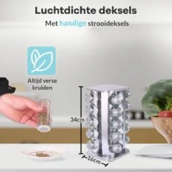 LuZana® Draaibaar Kruidenrek -RVS- Staand Met Potjes - 20 Kruidenpotjes Met Strooideksel – Incl. Labels, Krijtstift En Trechter 10 LuZana® Draaibaar Kruidenrek -RVS- Staand Met Potjes - 20 Kruidenpotjes Met Strooideksel – Incl. Labels, Krijtstift En Trechter -Mepal Promos Winkel 1200x1200 355