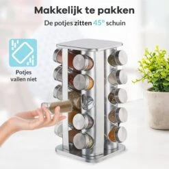 LuZana® Draaibaar Kruidenrek -RVS- Staand Met Potjes - 20 Kruidenpotjes Met Strooideksel – Incl. Labels, Krijtstift En Trechter 11 LuZana® Draaibaar Kruidenrek -RVS- Staand Met Potjes - 20 Kruidenpotjes Met Strooideksel – Incl. Labels, Krijtstift En Trechter -Mepal Promos Winkel 1200x1200 356