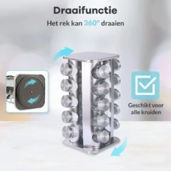 LuZana® Draaibaar Kruidenrek -RVS- Staand Met Potjes - 20 Kruidenpotjes Met Strooideksel – Incl. Labels, Krijtstift En Trechter 14 LuZana® Draaibaar Kruidenrek -RVS- Staand Met Potjes - 20 Kruidenpotjes Met Strooideksel – Incl. Labels, Krijtstift En Trechter -Mepal Promos Winkel 1200x1200 359