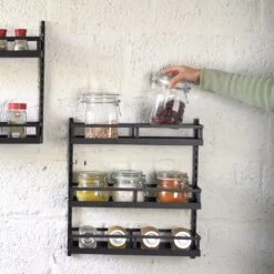 Soome Viljo - Kruidenrek Ophangbaar - Keukenrek - Wandrek - Keuken Organizer - 5 Laags - Verstelbaar - Staal - Zwart - H85xB42.5cm -Mepal Promos Winkel 1200x1200 399