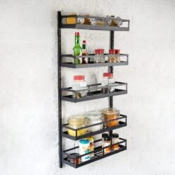 Soome Viljo - Kruidenrek Ophangbaar - Keukenrek - Wandrek - Keuken Organizer - 5 Laags - Verstelbaar - Staal - Zwart - H85xB42.5cm -Mepal Promos Winkel 1200x1200 401