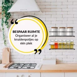 YORGS Kruidenrek Ophangbaar - Kruidenrekje Voor Potjes - Kruidenrekken Hangend 4 Stuks - Zwart - Inc Ophangmateriaal -Mepal Promos Winkel 1200x1200 405