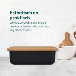 Gadgy Broodtrommel Met Bamboe Deksel – Brooddoos Met Snijplank - 36x19.5x11.5 Cm- Zwart -Mepal Promos Winkel 1200x1200 461