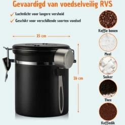 Koffie Bewaarbus Luchtdicht Met CO2 Uitlaat - Koffieblik Bewaarblik Voor 500 Gr Koffiebonen - Zwart - 1.2L 10 Koffie Bewaarbus Luchtdicht Met CO2 Uitlaat - Koffieblik Bewaarblik Voor 500 Gr Koffiebonen - Zwart - 1.2L -Mepal Promos Winkel 1200x1200 509