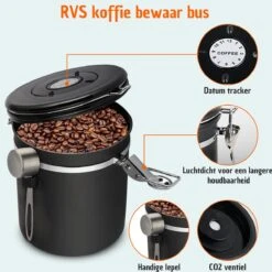 Koffie Bewaarbus Luchtdicht Met CO2 Uitlaat - Koffieblik Bewaarblik Voor 500 Gr Koffiebonen - Zwart - 1.2L 15 Koffie Bewaarbus Luchtdicht Met CO2 Uitlaat - Koffieblik Bewaarblik Voor 500 Gr Koffiebonen - Zwart - 1.2L -Mepal Promos Winkel 1200x1200 513