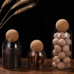 Igoods Helderglazen - Voorraadpot Met Kurkbal - Thee- En Koffiebus Met Bolvormig Houten Deksel - Voedselblikken - Keukenopslag - Opslagpotten -Mepal Promos Winkel 1200x1200 541