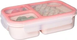 Lock&Lock Lunchbox - Bento Box - Salade Lunchbox - Met 3 Compartimenten - Met Dressing/Saus Bakje - Volwassenen En Kinderen - To Go - Lekvrij - BPA Vrij - 980 Ml - Roze -Mepal Promos Winkel 1200x622