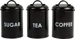 Mercury Haus Voorraadbussen Koffie, Thee En Suiker - Zwart