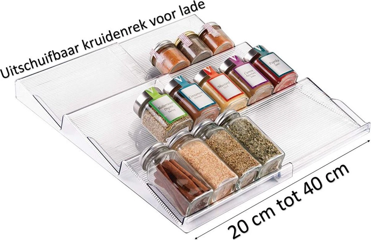 Merkloos Kruidenrek Voor Lade - Kruidenorganizer - Keukenlade Organiser - Kruidenrek Lade - Kruidenhouder - Lade Voor Kruiden - Spice Rack - Uitschuifbaar Van 20cm Tot 40cm - Kruidenrek Liggend - Spice Organizer 1 Merkloos Kruidenrek Voor Lade - Kruidenorganizer - Keukenlade Organiser - Kruidenrek Lade - Kruidenhouder - Lade Voor Kruiden - Spice Rack - Uitschuifbaar Van 20cm Tot 40cm - Kruidenrek Liggend - Spice Organizer