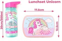 Unicorn Broodtrommel + PET Drinkfles Lichtblauw | Eenhoorn Lunchbox Set Voor Meisjes LS22 -Mepal Promos Winkel 1200x804