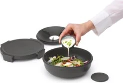 Brabantia Make & Take Salade Lunchbox - 1,3 L - Kunststof - Dark Grey -Mepal Promos Winkel 1200x815