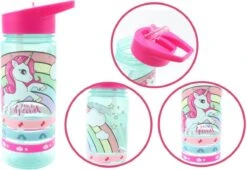 Unicorn Broodtrommel + PET Drinkfles Lichtblauw | Eenhoorn Lunchbox Set Voor Meisjes LS22 -Mepal Promos Winkel 1200x825