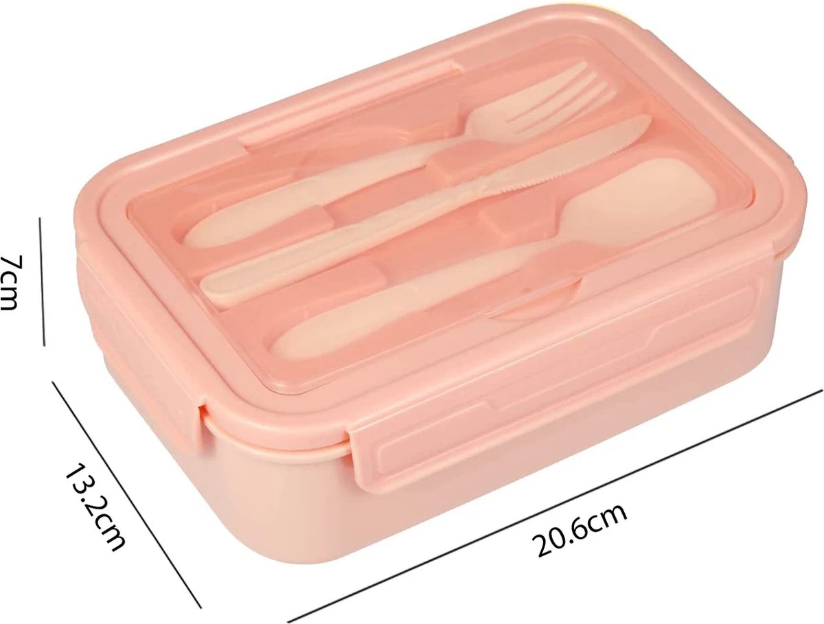 Consumerce® Premium Lunchbox Met 3 Vakken En Bestek Roze – Lunchbox Volwassenen – Japanse Bento Box – Lunchbox Kinderen – Lunchbox Volwassenen Compartimenten – Brooddoos Volwassenen – Broodtrommel – Lunchtrommel – Salade Lunchbox – Saladebox 6 Consumerce® Premium Lunchbox Met 3 Vakken En Bestek Roze – Lunchbox Volwassenen – Japanse Bento Box – Lunchbox Kinderen – Lunchbox Volwassenen Compartimenten – Brooddoos Volwassenen – Broodtrommel – Lunchtrommel – Salade Lunchbox – Saladebox - Afbeelding 6