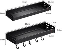 Merkloos TDR - Kruidenrek - Ophangbaar - Inclusief 6 Verplaatsbare Haken Voor Keukengereedschap - 50 Cm - Zwart -Mepal Promos Winkel 1200x938