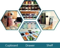 Empyrea Set Van 24 Luchtdichte Vershouddozen, Voorraad Bussen Opslag En Organisatie, Keuken En Voedselcontainer, Voorraadpotten Van Kunststof, BPA-vrij, 72 Etiketten, 3 Markers En 8 Lepels Meegeleverd | Keuken Organizer Voorraadcontainers -Mepal Promos Winkel 1200x966 2