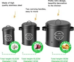 Professionele Bewaardozen - Set Van 3 - Voor Aardappels, Uien En Knoflook - Retro Design - Voorraadcontainer Van Metaal - Keukenopslag - Groentes Bewaren Voor Lange Tijd - Perfect Cadeau Voor In De Keuken 12 Professionele Bewaardozen - Set Van 3 - Voor Aardappels, Uien En Knoflook - Retro Design - Voorraadcontainer Van Metaal - Keukenopslag - Groentes Bewaren Voor Lange Tijd - Perfect Cadeau Voor In De Keuken -Mepal Promos Winkel 1200x999