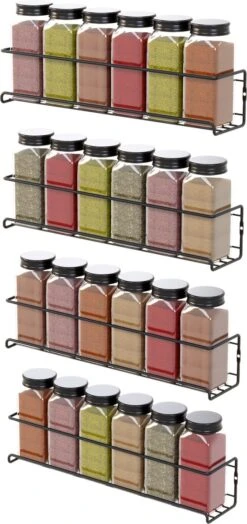 Noswo Kruidenrek Ophangbaar - Voor 24 Kruidenpotjes - 4 Stuks - Keukenrek Hangend - RVS - Zwart