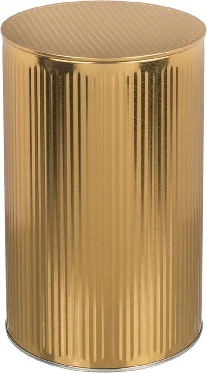 Out Of The Blue Set Van 2x Stuks Opslagboxen/voorraadblikken Met Klik-deksel Geel/goud Kleurig Van Tin-metaal Met Formaat 11 X 17,6 Cm 2 Out Of The Blue Set Van 2x Stuks Opslagboxen/voorraadblikken Met Klik-deksel Geel/goud Kleurig Van Tin-metaal Met Formaat 11 X 17,6 Cm - Afbeelding 2