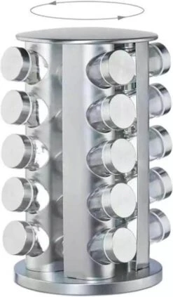 SensaHome 360 Graden Roteerbare Kruidencarrousel - Kruidenrek/Kruidenmolen - 20 Kruidenpotjes - 5 Laags - Draaibaar - 20 Specerijen Potjes - Specerijenmolen -Mepal Promos Winkel 701x1200