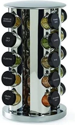 SensaHome 360 Graden Roteerbare Kruidencarrousel - Kruidenrek/Kruidenmolen - 20 Kruidenpotjes - 5 Laags - Draaibaar - 20 Specerijen Potjes - Specerijenmolen -Mepal Promos Winkel 721x1200