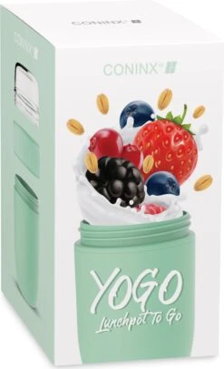 Coninx Yoghurtbeker To Go - Muesli Beker To Go - Lunchbeker - Mueslibeker 640ml (450ml+190ml) - Groen -Mepal Promos Winkel 729x1200