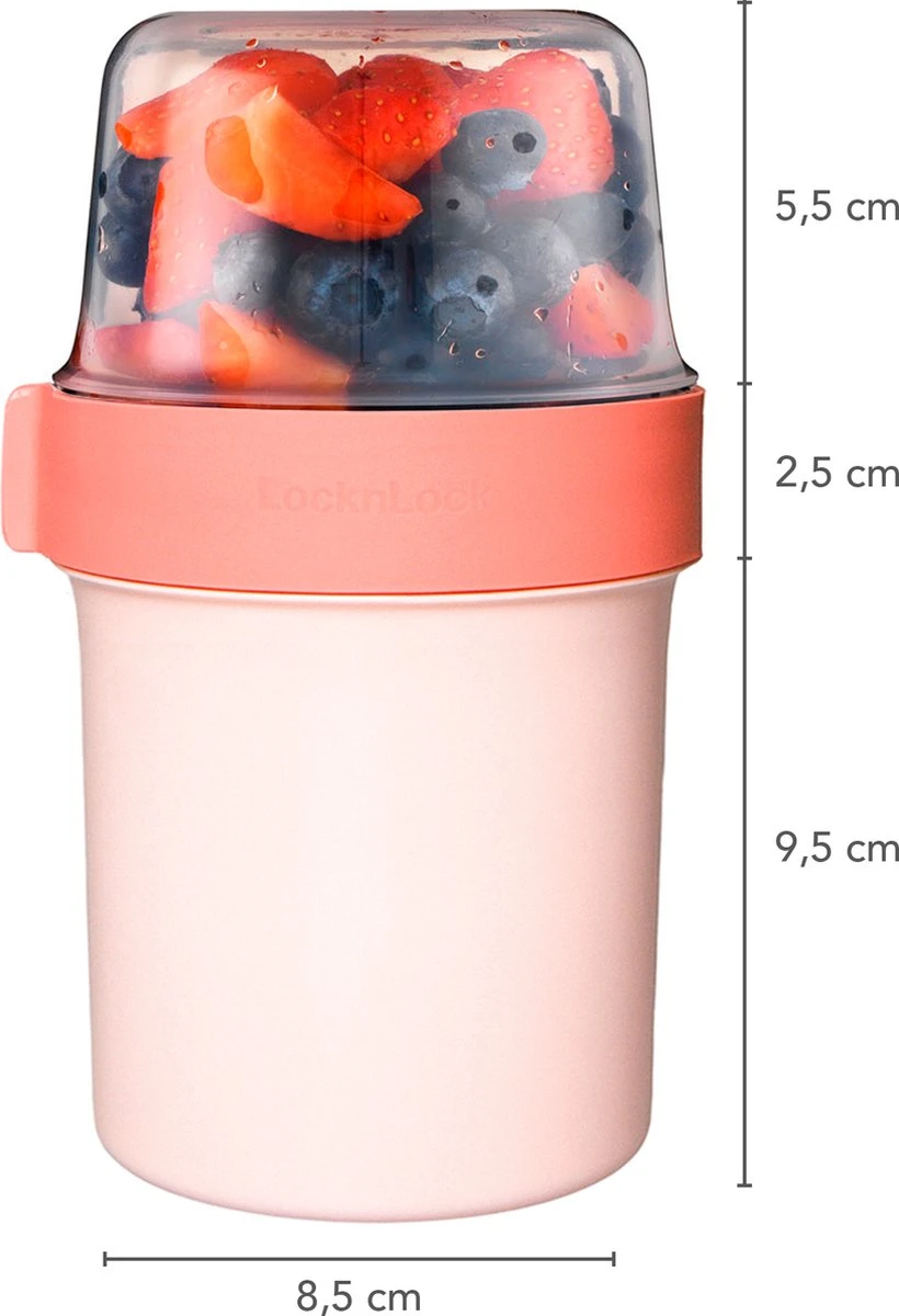 Lock&Lock Yoghurtbeker - Yoghurt Beker To Go - Muesli Beker To Go - Lunchpot - Lunchbeker - Medium - 560 Ml + 310 Ml - Roze 5 Lock&Lock Yoghurtbeker - Yoghurt Beker To Go - Muesli Beker To Go - Lunchpot - Lunchbeker - Medium - 560 Ml + 310 Ml - Roze - Afbeelding 5