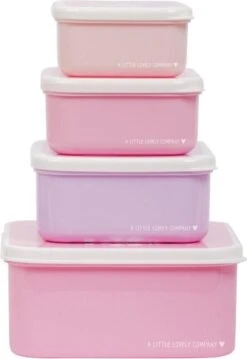 A Little Lovely Company - Brooddoos - Broodtrommel - Lunch & Snack Box Set Van 4 - Eenhoorn -Mepal Promos Winkel 825x1200 1