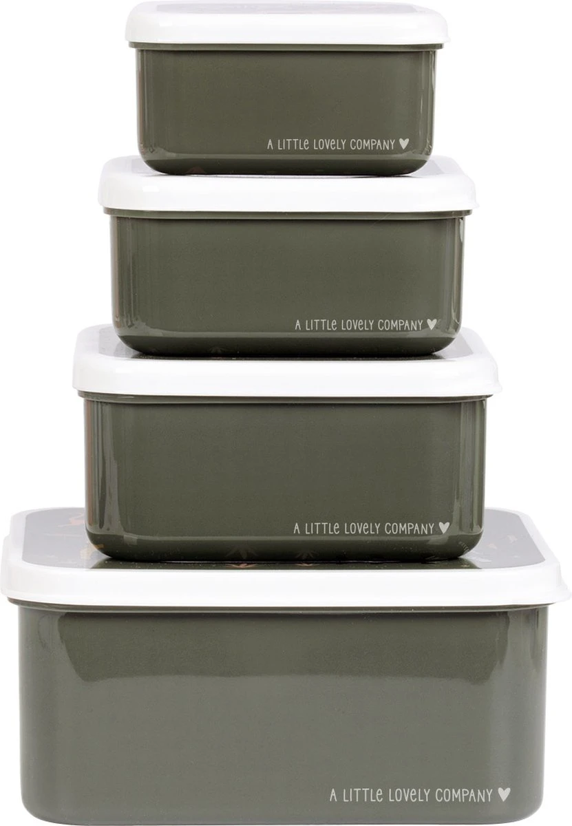 A Little Lovely Company - Brooddoos - Broodtrommel -Lunch & Snack Box Set Van 4 - Savanne 2 A Little Lovely Company - Brooddoos - Broodtrommel -Lunch & Snack Box Set Van 4 - Savanne - Afbeelding 2