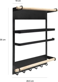 QUVIO Keukenrekje Van Metaal Magnetisch - Kruidenrek - Keuken Opbergrek Voor Kruiden, Handdoeken En Opscheplepels - Zwart -Mepal Promos Winkel 844x1200