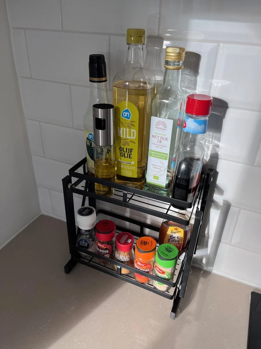 Merkloos Inklapbaar Kruidenrek - 2-laags Keukenrek - Aanrecht Organizer - Kruiden Etàgere - Staand Keukenrek 2 Merkloos Inklapbaar Kruidenrek - 2-laags Keukenrek - Aanrecht Organizer - Kruiden Etàgere - Staand Keukenrek - Afbeelding 2