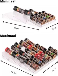 Merkloos Kruidenrek Lade - Kruiden Organizer - Kruidenrek Uitschuifbaar - Lade Organizer - Kruiden Opbergen Lade - Kruidenrekje Schuif - Min. 20x42 Max. 40x42 -Mepal Promos Winkel 913x1200